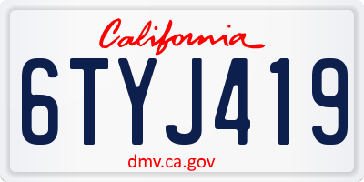 CA license plate 6TYJ419