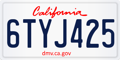 CA license plate 6TYJ425