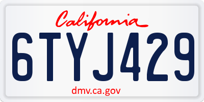 CA license plate 6TYJ429