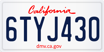 CA license plate 6TYJ430