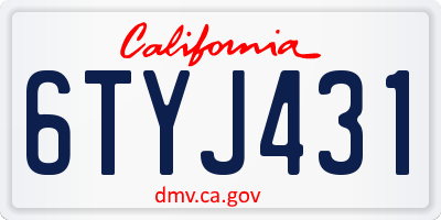 CA license plate 6TYJ431