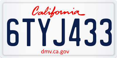 CA license plate 6TYJ433