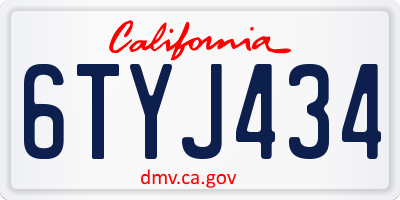 CA license plate 6TYJ434