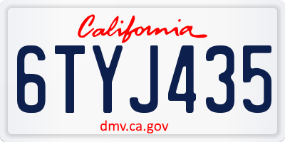 CA license plate 6TYJ435
