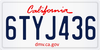 CA license plate 6TYJ436