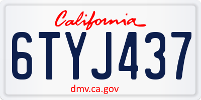 CA license plate 6TYJ437