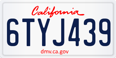 CA license plate 6TYJ439