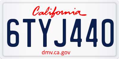 CA license plate 6TYJ440