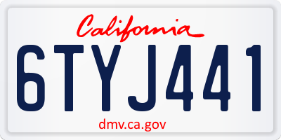 CA license plate 6TYJ441