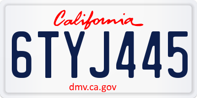 CA license plate 6TYJ445