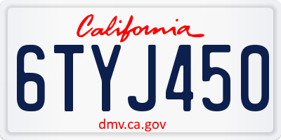 CA license plate 6TYJ450