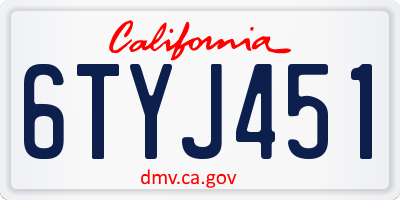 CA license plate 6TYJ451