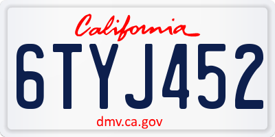 CA license plate 6TYJ452