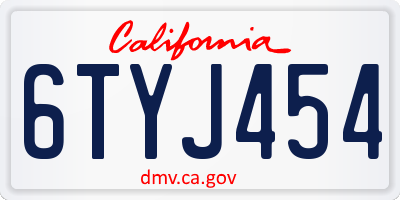 CA license plate 6TYJ454
