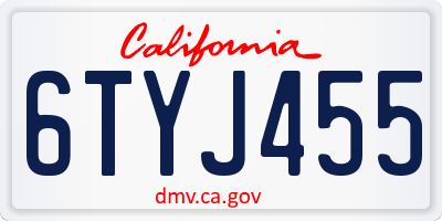 CA license plate 6TYJ455