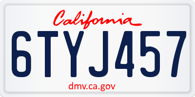 CA license plate 6TYJ457