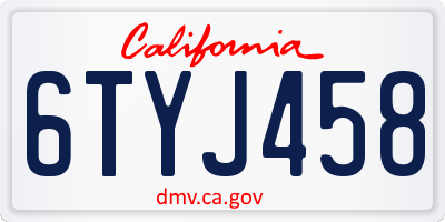 CA license plate 6TYJ458