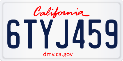 CA license plate 6TYJ459