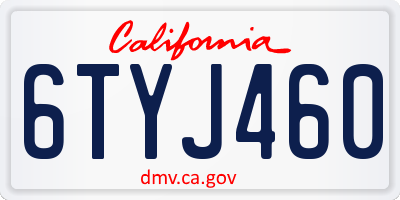 CA license plate 6TYJ460