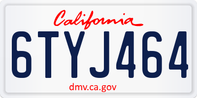 CA license plate 6TYJ464