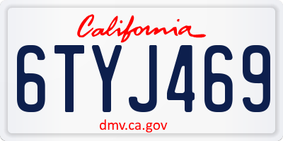 CA license plate 6TYJ469