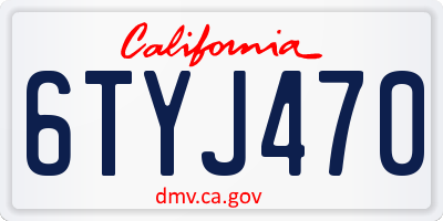 CA license plate 6TYJ470