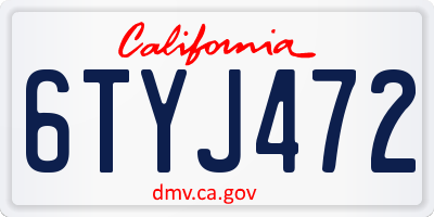 CA license plate 6TYJ472