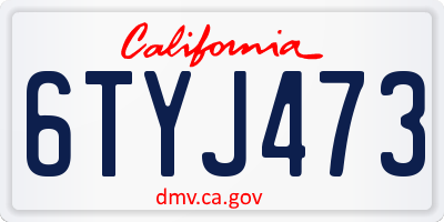 CA license plate 6TYJ473