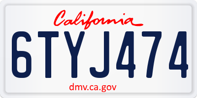 CA license plate 6TYJ474