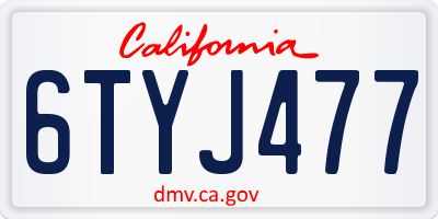 CA license plate 6TYJ477