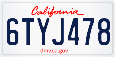 CA license plate 6TYJ478