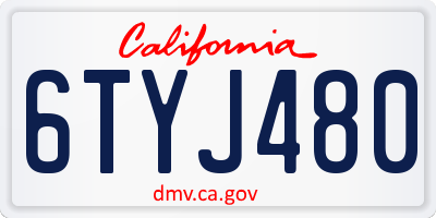 CA license plate 6TYJ480