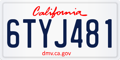 CA license plate 6TYJ481
