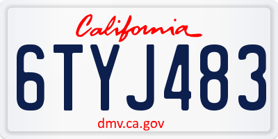CA license plate 6TYJ483