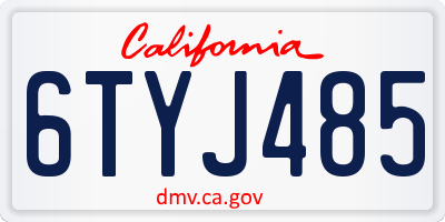 CA license plate 6TYJ485