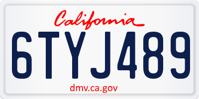 CA license plate 6TYJ489