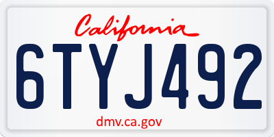 CA license plate 6TYJ492
