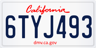 CA license plate 6TYJ493