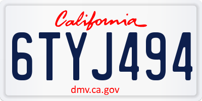 CA license plate 6TYJ494