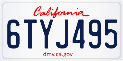 CA license plate 6TYJ495