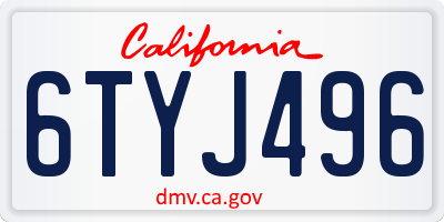 CA license plate 6TYJ496