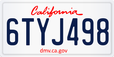 CA license plate 6TYJ498