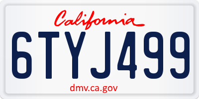 CA license plate 6TYJ499