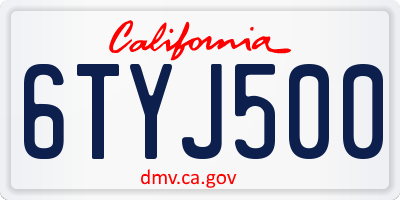 CA license plate 6TYJ500