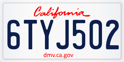 CA license plate 6TYJ502