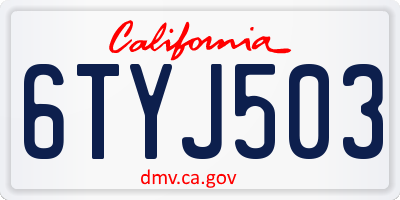 CA license plate 6TYJ503
