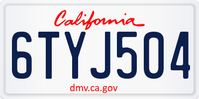CA license plate 6TYJ504