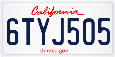 CA license plate 6TYJ505