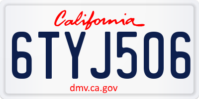 CA license plate 6TYJ506