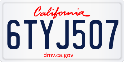 CA license plate 6TYJ507